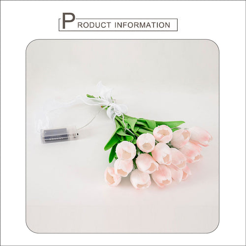 LED Tulip Bridal Bouquet With Lighting Chain